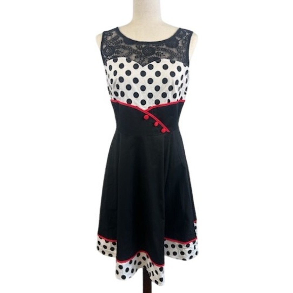 Bb Online Dress Womens 1950s Retro Y2K Polka Dot Swing‎ Dress Size Large